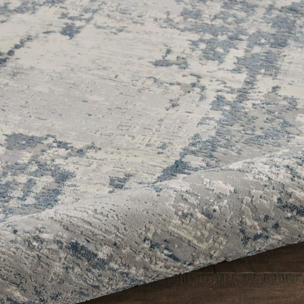 Nourison Rustic Textures Abstract Indoor Area Rug Ivory Blue 2'2" x 7'6"