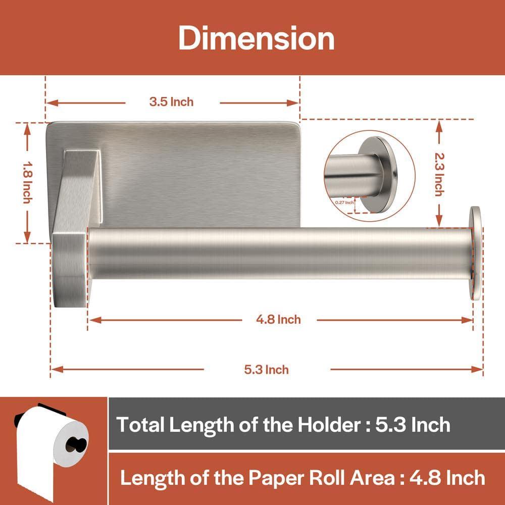 Self-Adhesive, Stainless Steel, Single Post Wall Mounted Toilet Paper Roll Holder, Stand no Drilling, in Matte Black