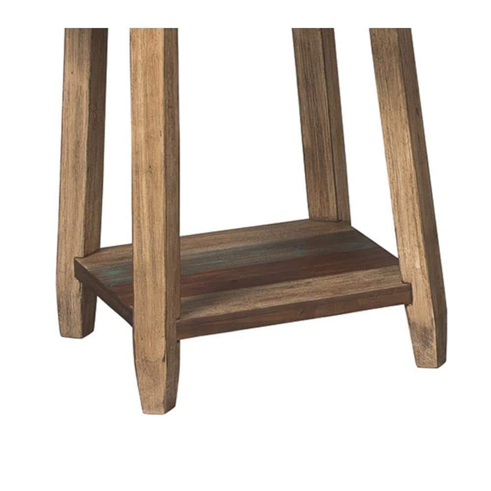 Rustic Plank Style Round Shape Cocktail and 2 End Tables Set of 3 Brown - Saltoro Sherpi