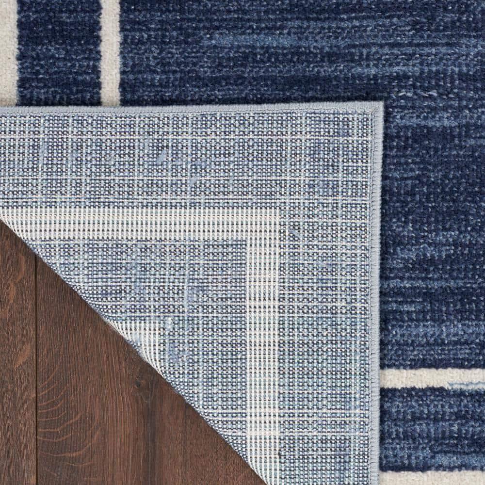 Nourison Essentials 10' x 14' Navy/Ivory Contemporary Indoor/Outdoor Rug