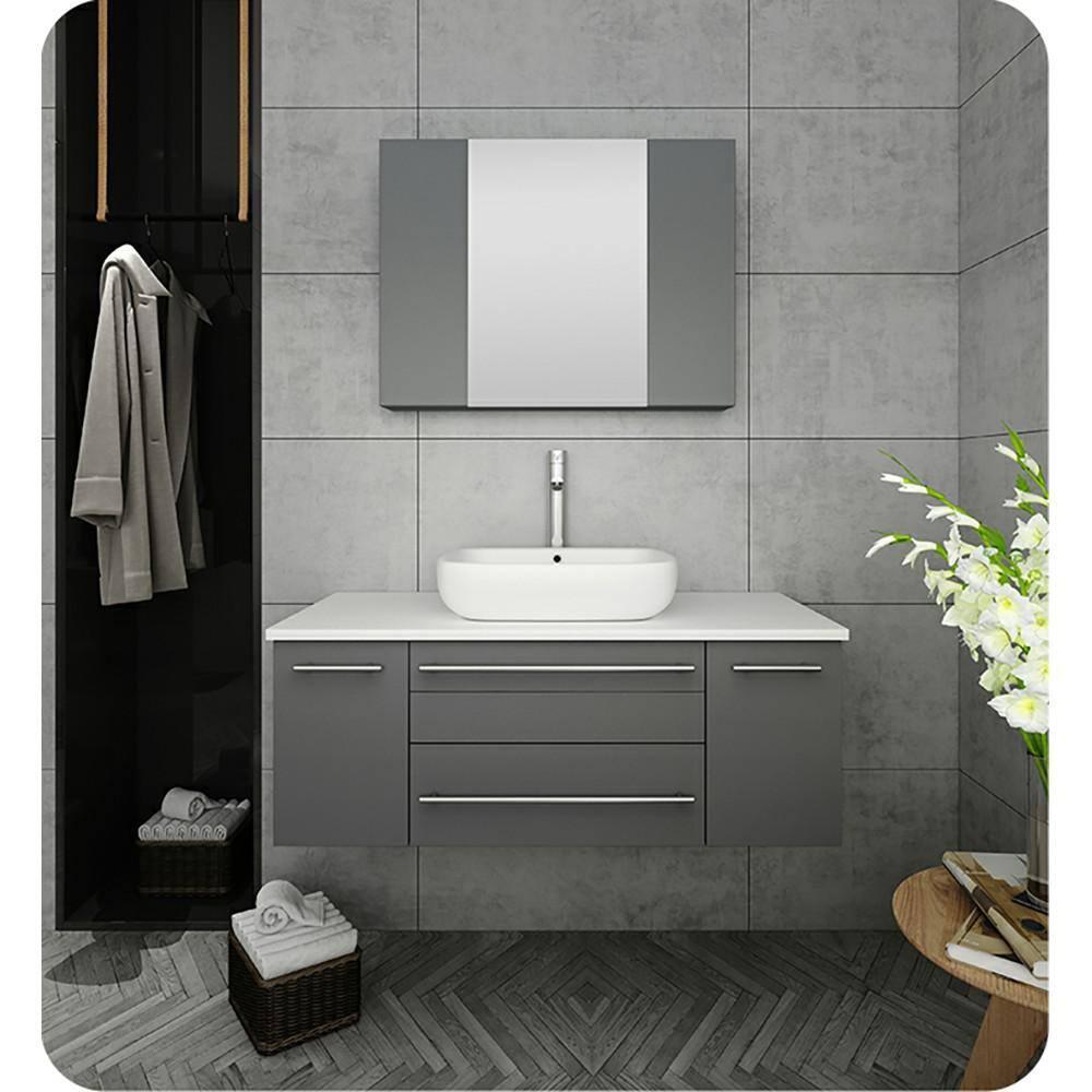 Fresca Lucera 42" Wall Mount Single Vessel Sink Bathroom Vanity Base Only (Top & Sink Not Included)
