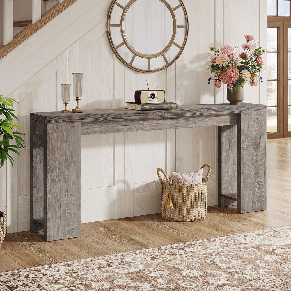 Millwood Pines 70.9" Console Table For Entryway, Farmhouse Wood Sofa Couch Tale