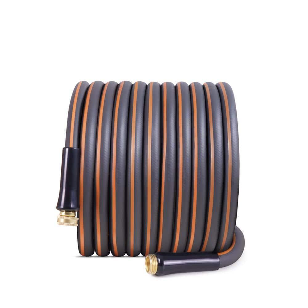 100 ft Gray and Orange Vinyl Garden Hose with Brass Fittings
