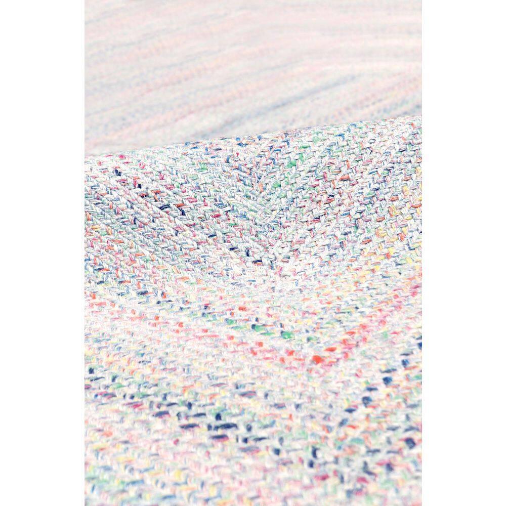 Geometric Hand Braided Polyester Indoor / Outdoor Area Rug in Blue/Red/Ivory