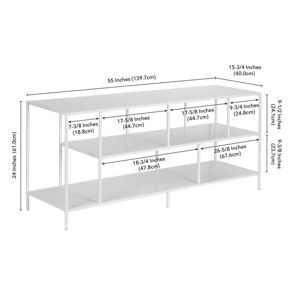 Three Shelf TV Stand in White - Henn&Hart