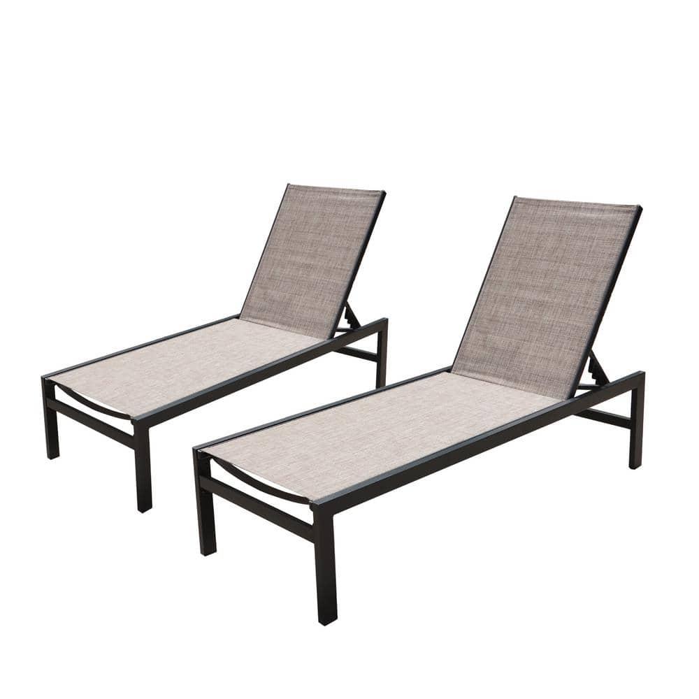 Kozyard 2 Packs Chaise Lounge Outdoor Aluminum Chaise Lounge Flat Comfortable Patio Chair
