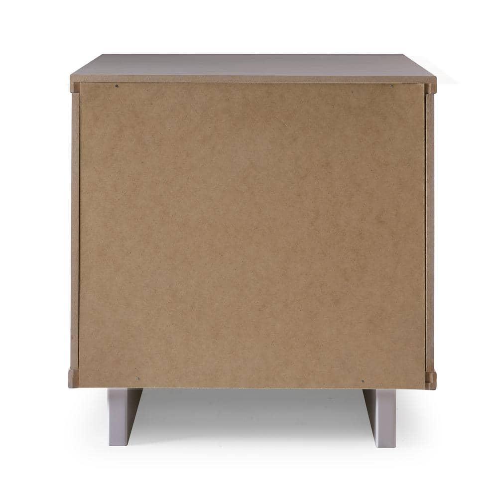Granville Modern 2 Drawer Nightstand Light Gray - Manhattan Comfort: Soft Close, UV Finish, Metal Handles