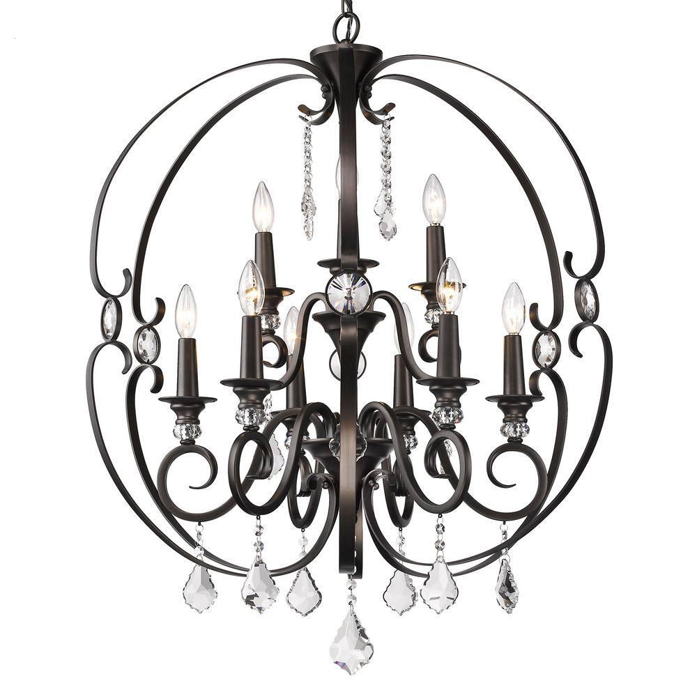 Ella 2 Tier - 9 Light Chandelier in Brushed Etruscan Bronze