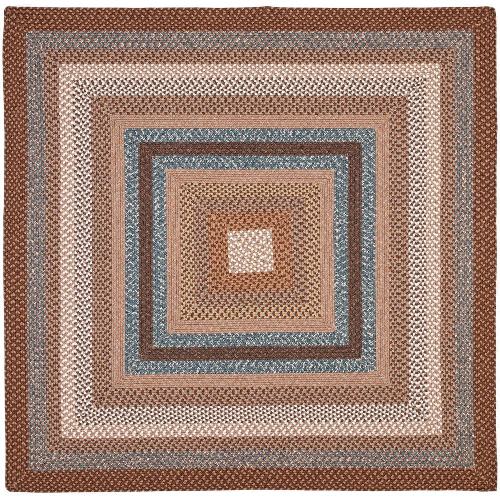 Braided BRD313 Hand Woven Area Rug - Brown/Multi - 4'x4' - Safavieh.