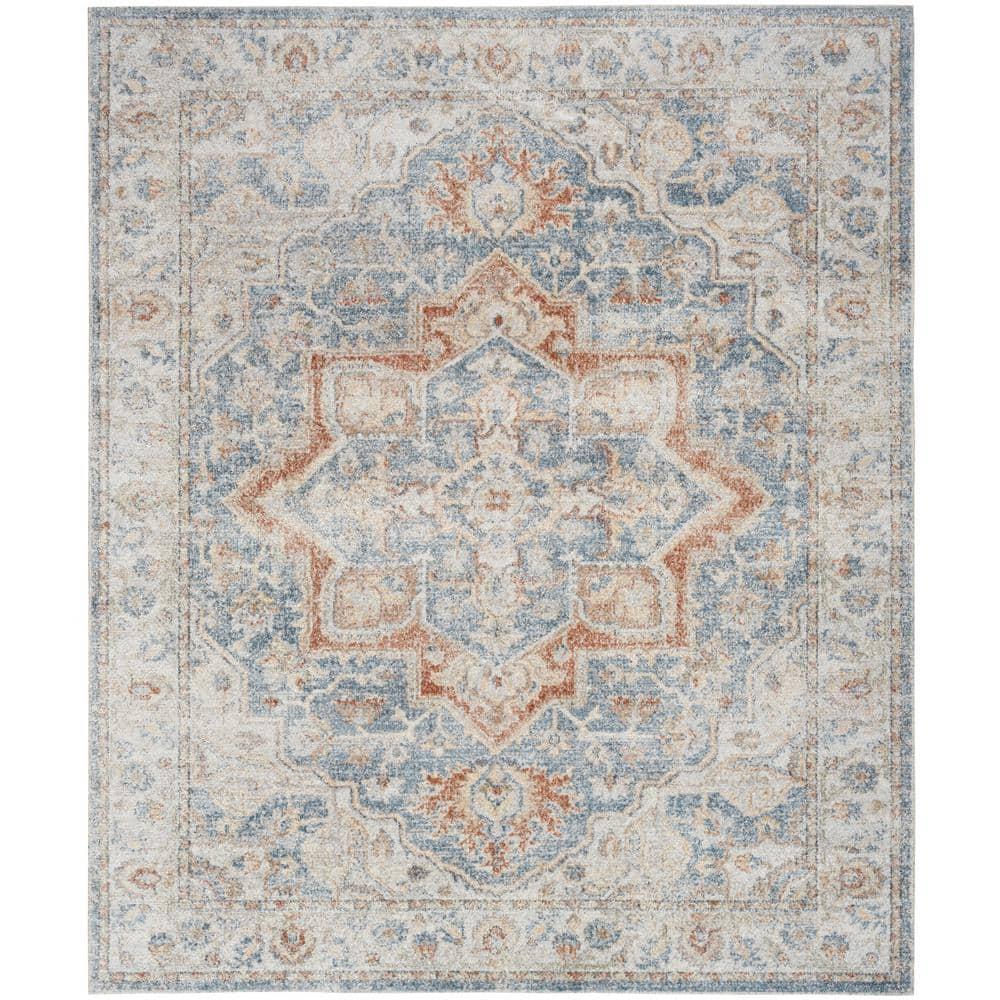 Nourison Astra Machine Washable Vintage Medallion Indoor Rug Denim Multi 7'10" x 10'