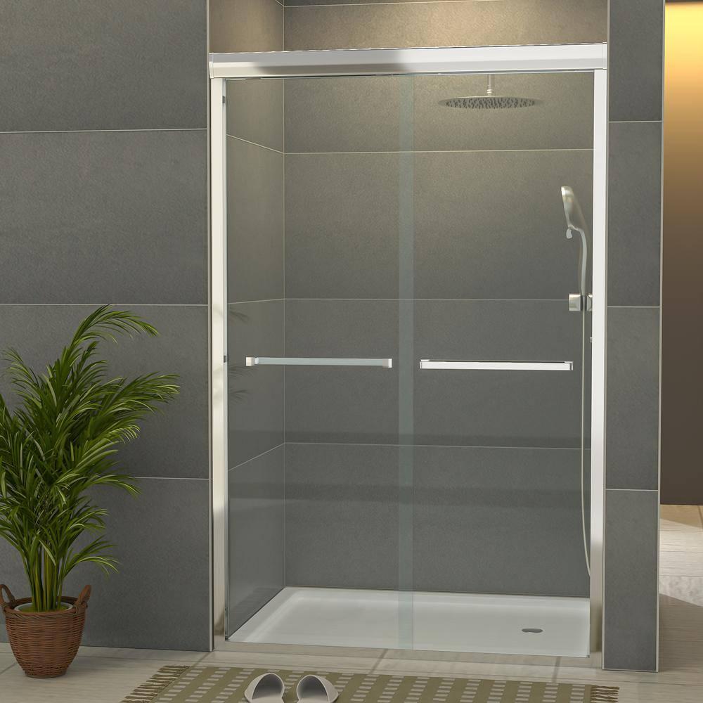 Shower Door 48" W X 76"H Semi-Frameless Bypass Sliding Shower Enclosure
