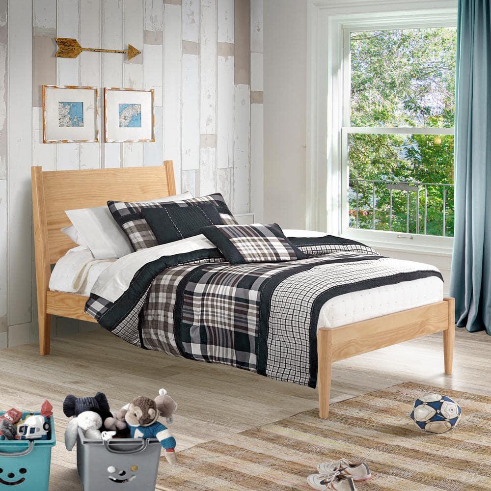 Maykoosh Farmhouse Fresh Mid-Century Bed - Twin Size - Scandinavian Oak Finish