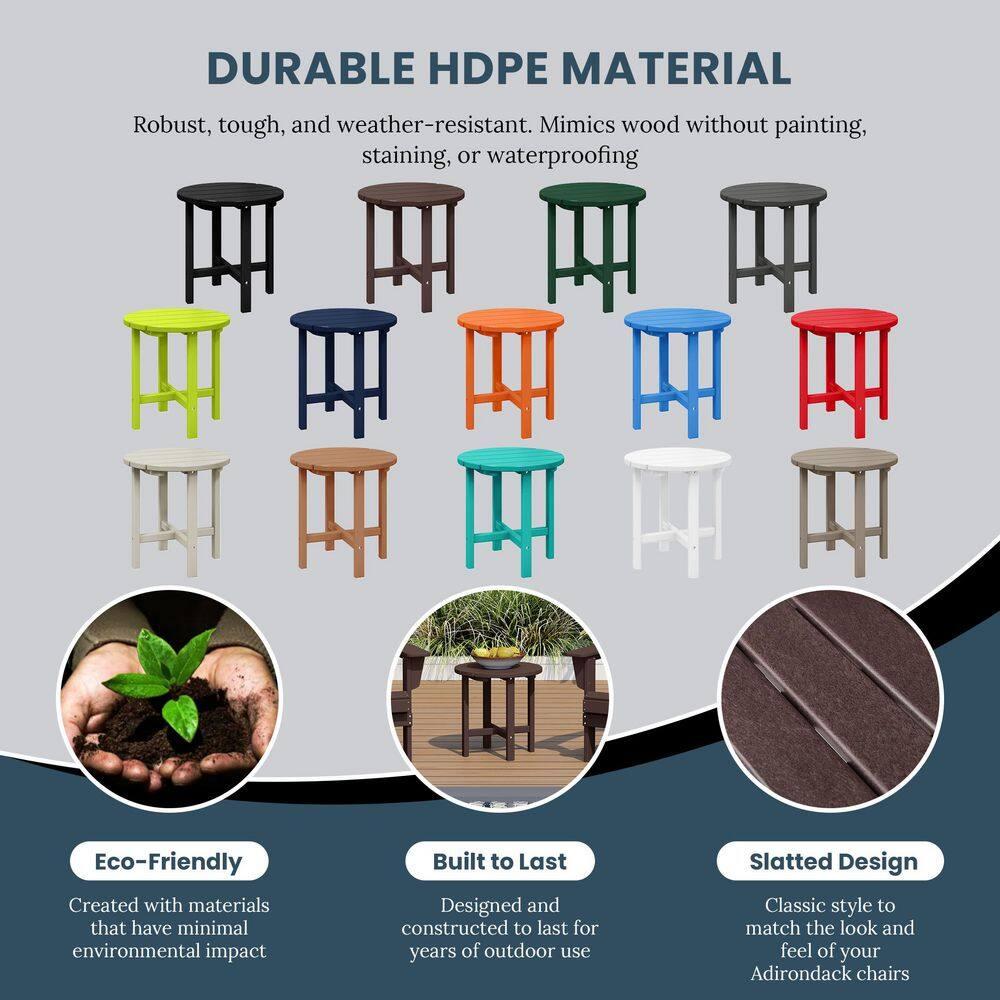 Polytrends   Altura Eco-friendly All Weather  Round 18" Side Table Dark Brown