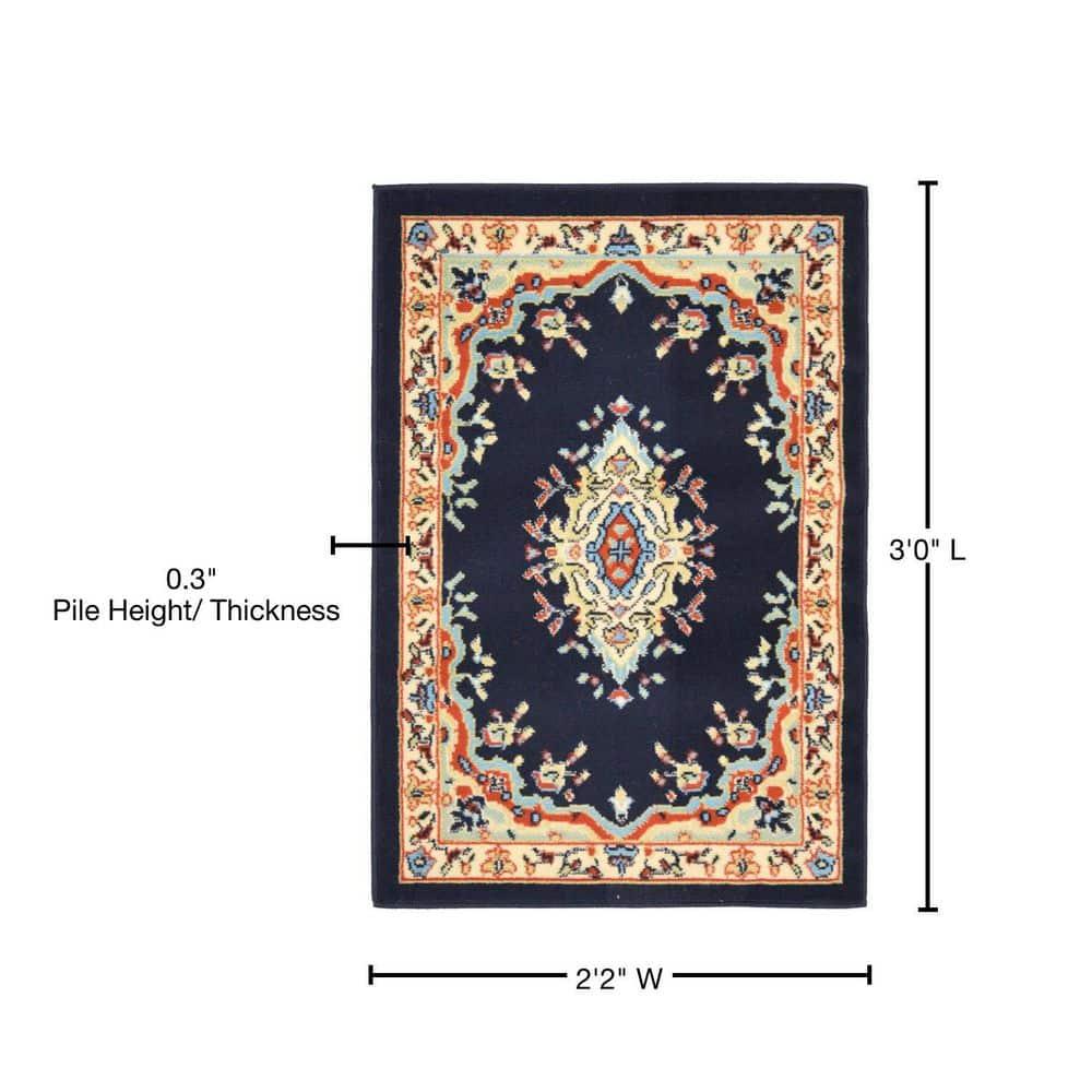 Unique Loom Reza Collection Area Rug - Washington (2' x 3' 1" Rectangle Navy Blue/Cream)