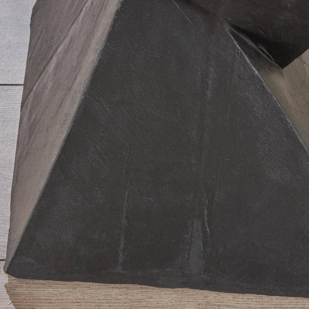 Noble House Tess Modern Light Weight Concrete Outdoor Accent Table in Black