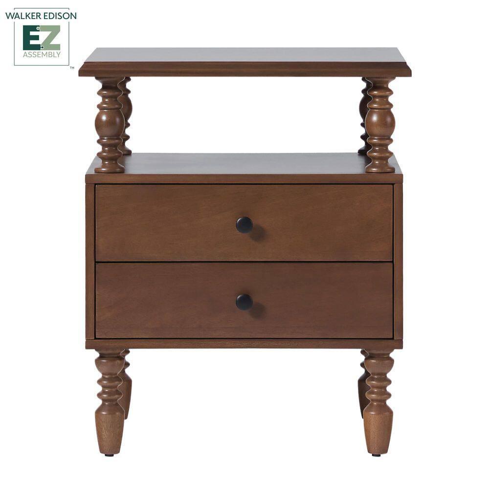 Vivienne Easy Assembly Solid Wood Spindle 2-Drawer Nightstand