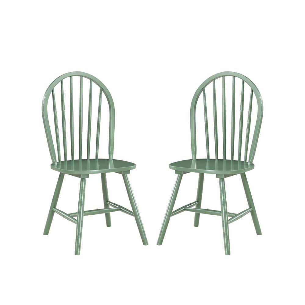 Boraam Carolina Rubberwood Equestrian Green Dining Room Chairs – Set of 2
