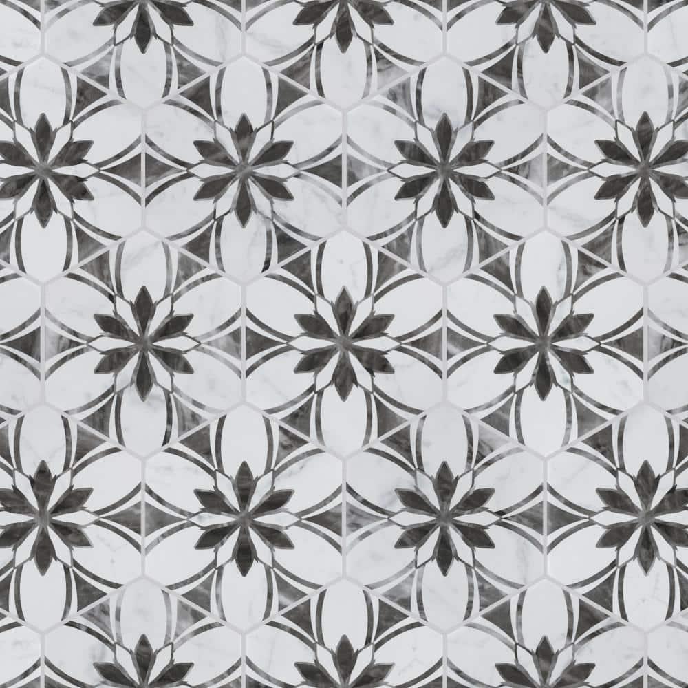 Merola Tile Classico Bardiglio Hex 7" x 8" Porcelain Patterned Wall & Floor Tile