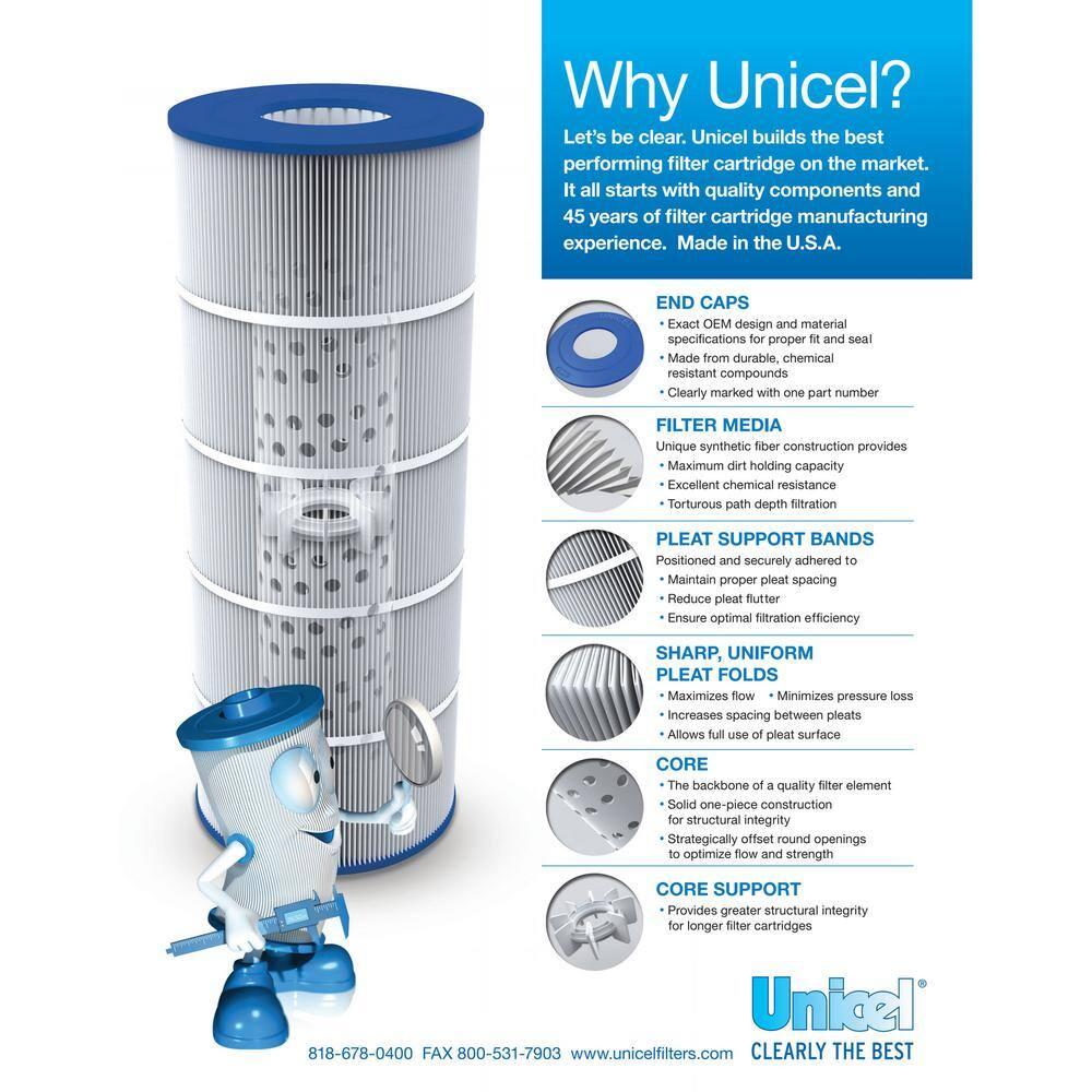 Unicel C-7468 115 Square Foot Media Replacement Pool Filter Cartridge with 175 Pleats, Compatible with Jandy