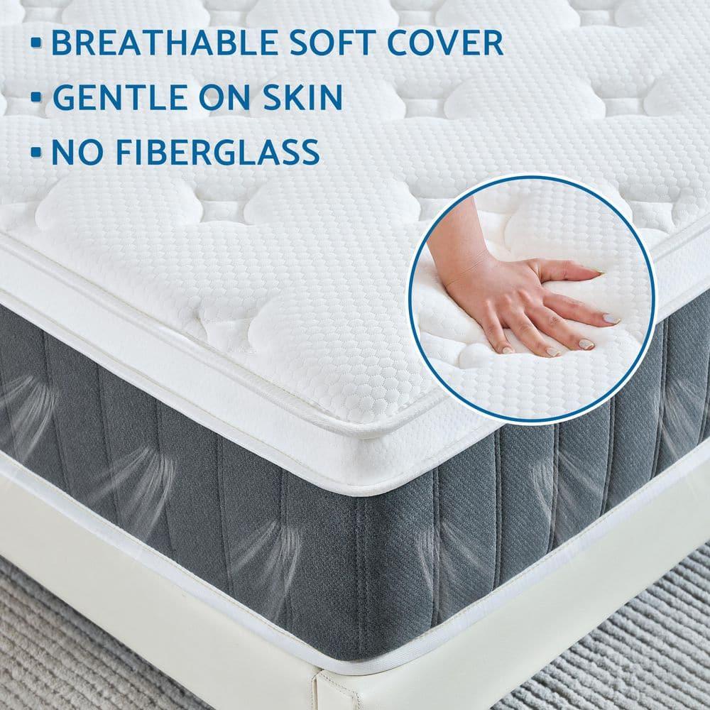 BedNew 14 inch Queen Mattress, Medium Firm, Pillow Top Hybrid Pocket Spring Mattress in a Box
