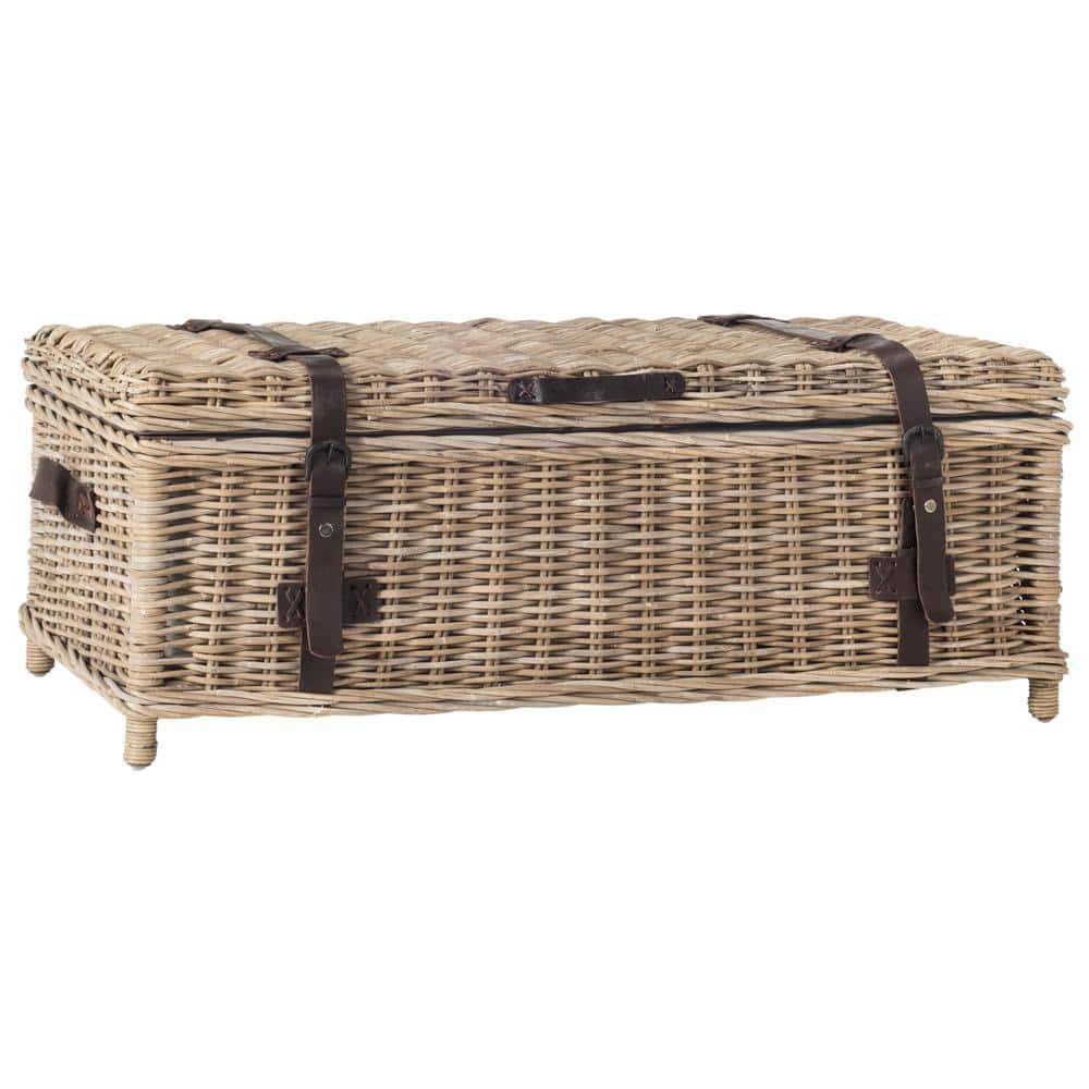 Navarro Rattan Coffee Table Trunk - Grey - Safavieh