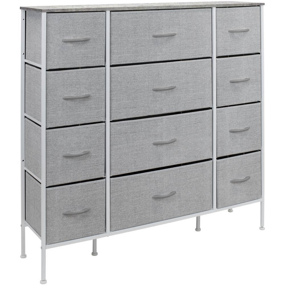 Sorbus Dresser with 12 Drawers - Chest Organizer Unit with Steel Frame Wood Top and handle - Large Dresser for Bedroom, Hallway, Nursery & etc - Grey