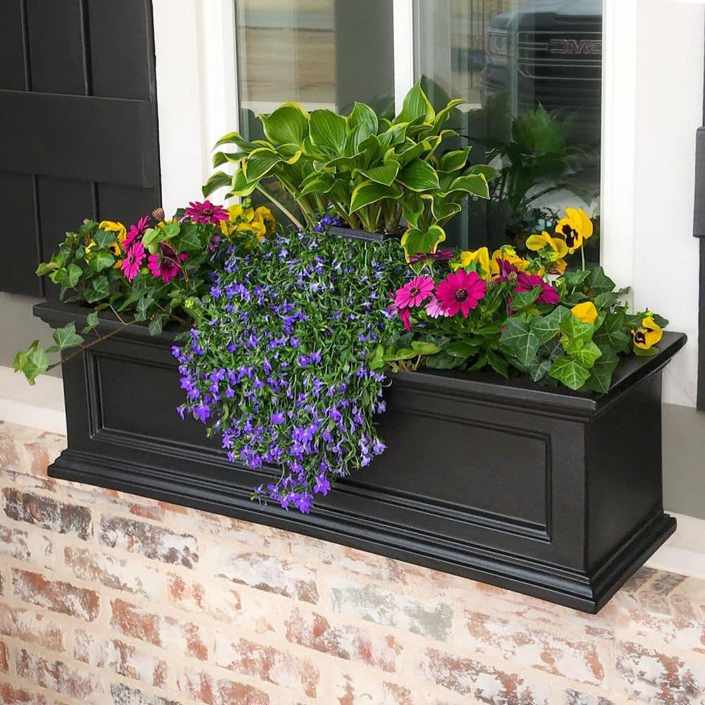 The Anastasiya Resin Window Box Planter with Water Reservoir
