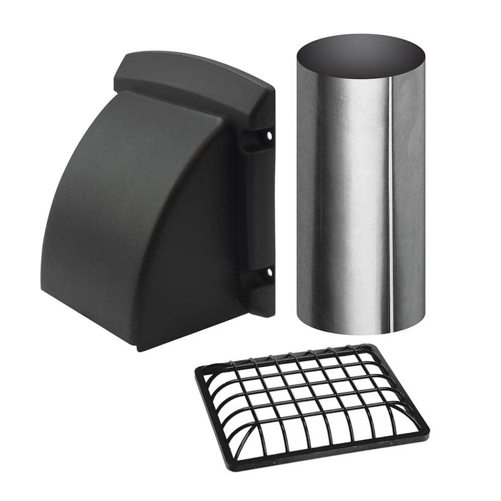 4 inch Black Dryer Vent Hood with Pest Guard BPMH4BLKZW6