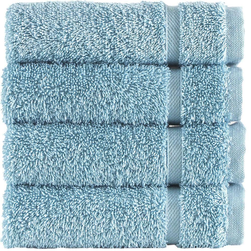 Hawmam Linen Washcloth Linen Set Original Turkish Cotton, Maximum Softness & Absorbency Face Towels for Kitchen & Cleaning (Light Blue)