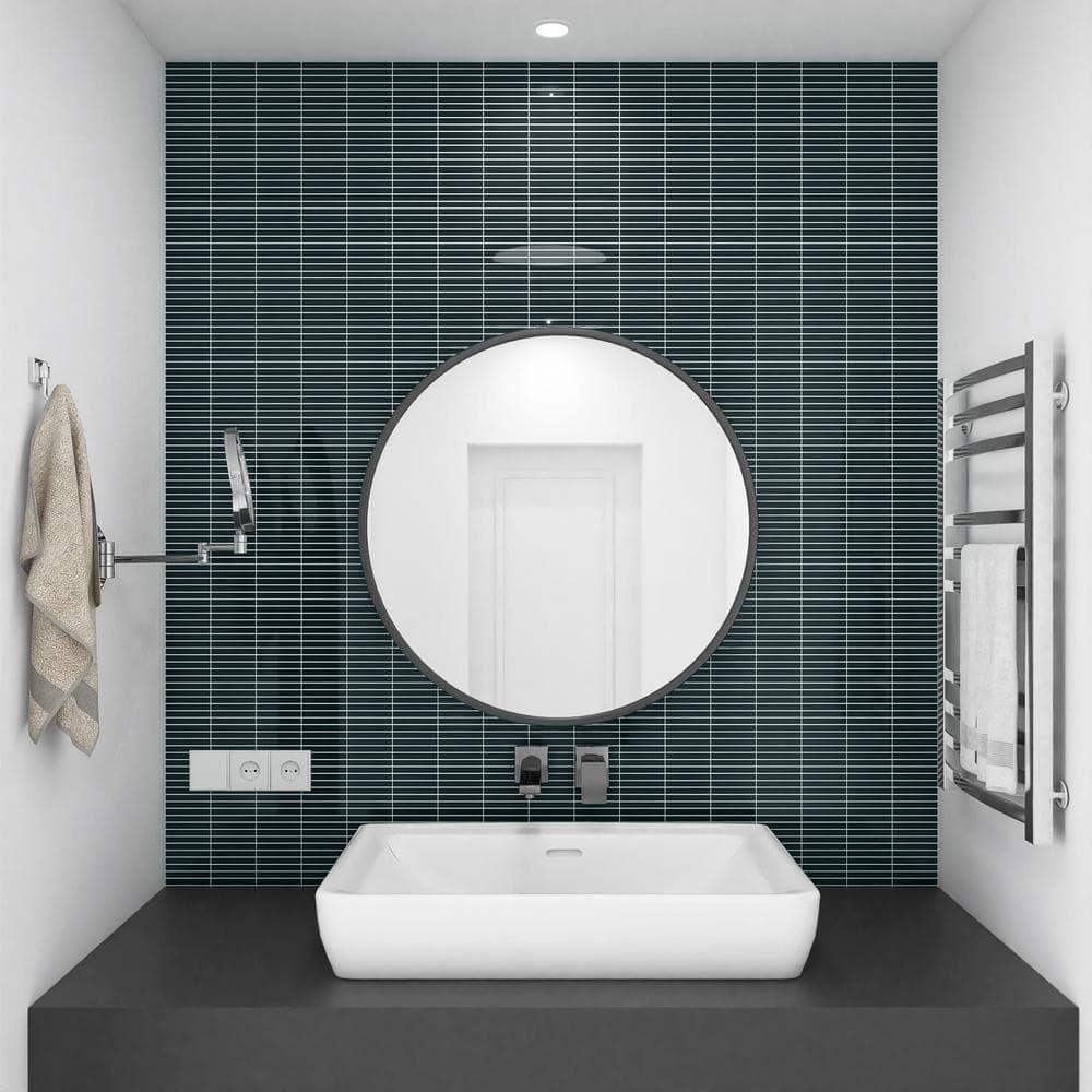 Monogram Stacked 11.19 In. X 11.9 In. Glossy Porcelain Mosaic Floor And Wall Tile (0.92 Sq. Ft. / Each)