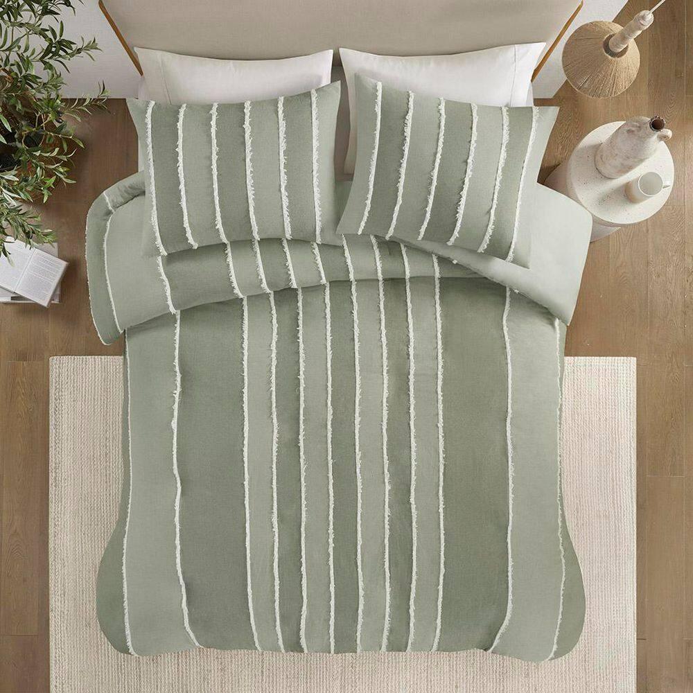 Shay 3 Piece Striped Cotton Duvet Cover Set