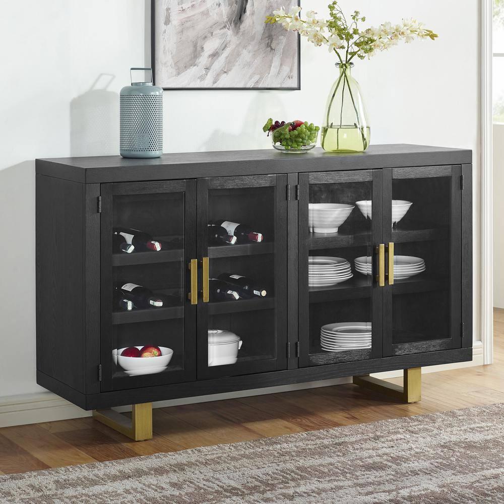Steve Silver Yves Rubbed Charcoal Black Wood Server