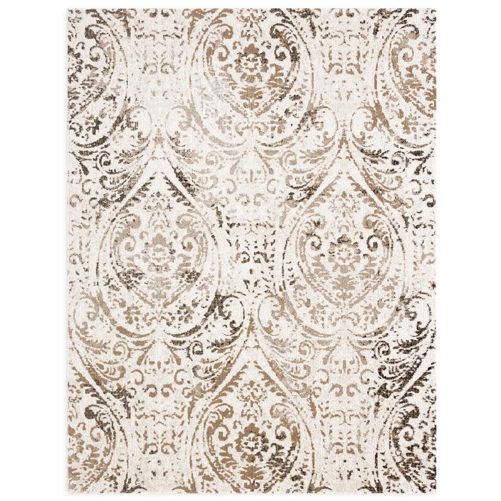 NICOLE MILLER NEW YORK Patio Sofia Juniper Paisley Indoor/Outdoor Area Rug, Ivory/Mustard