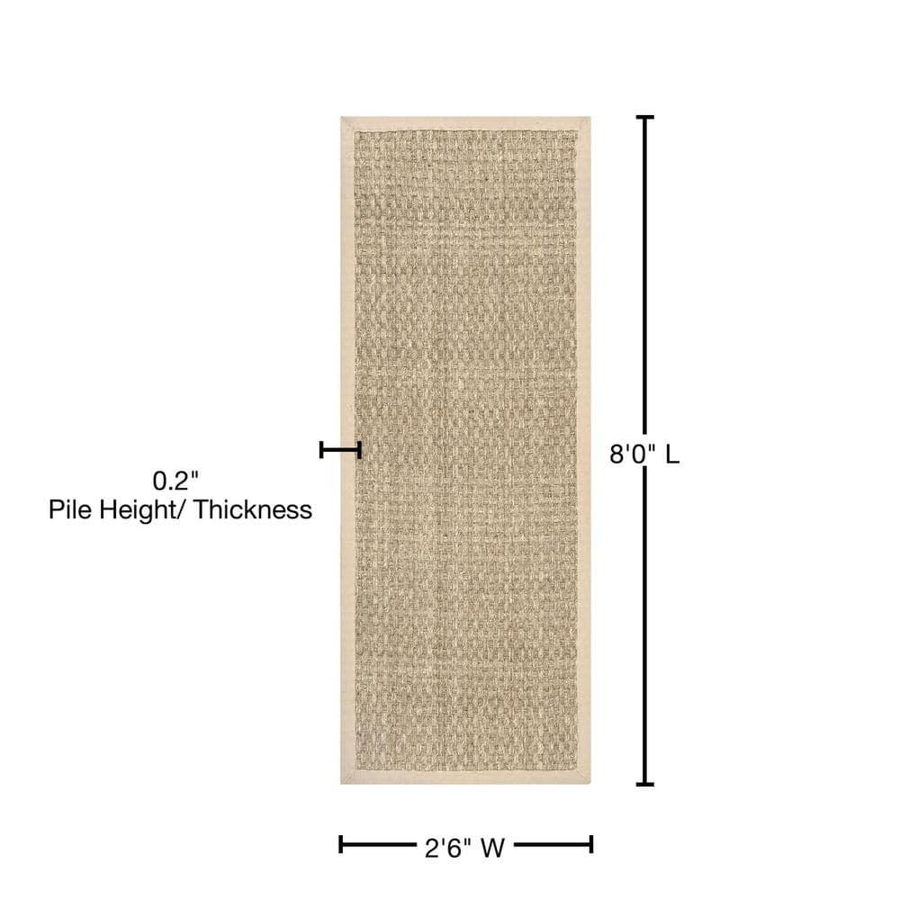 Nuloom Hesse Checker Weave Seagrass Kitchen Runner Indoor Area Rug - Hallway, Entryway, 2' 6" x 8', Natural