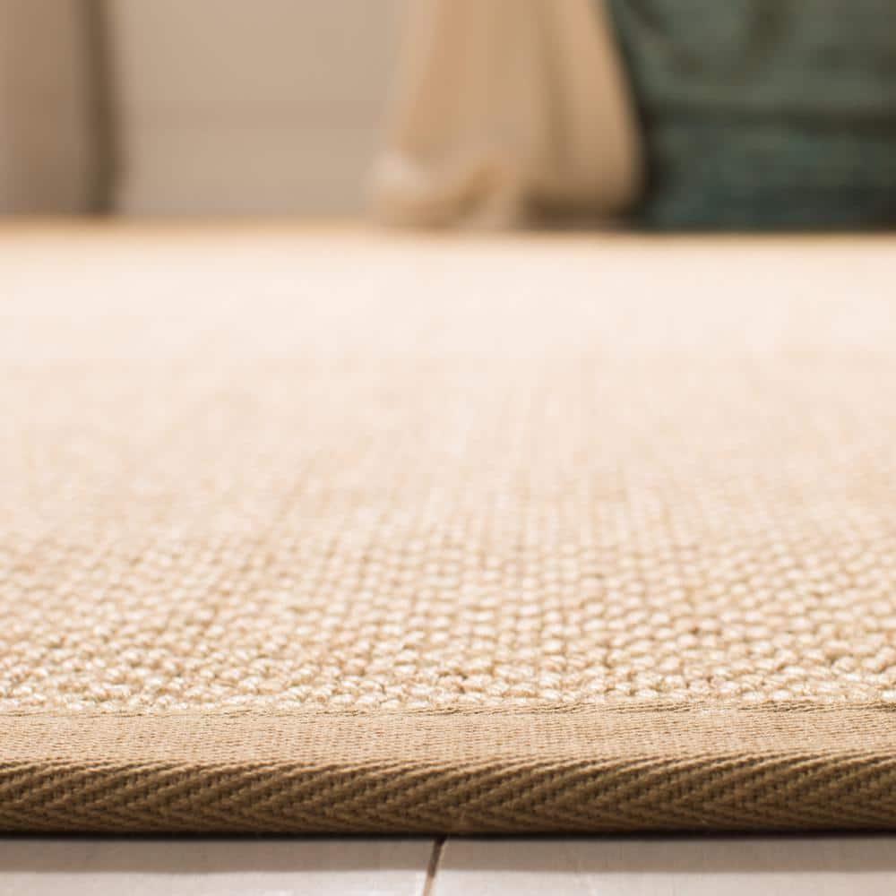 SAFAVIEH Natural Fiber Jovana Border Seagrass Area Rug, Maize/Linen, 10' x 10' Square