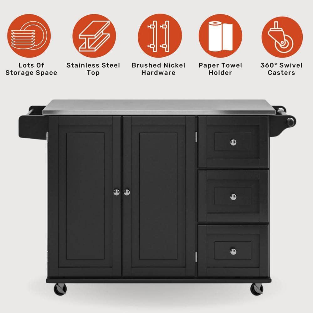 Homestyles Dolly Madison Wood Kitchen Cart in Black