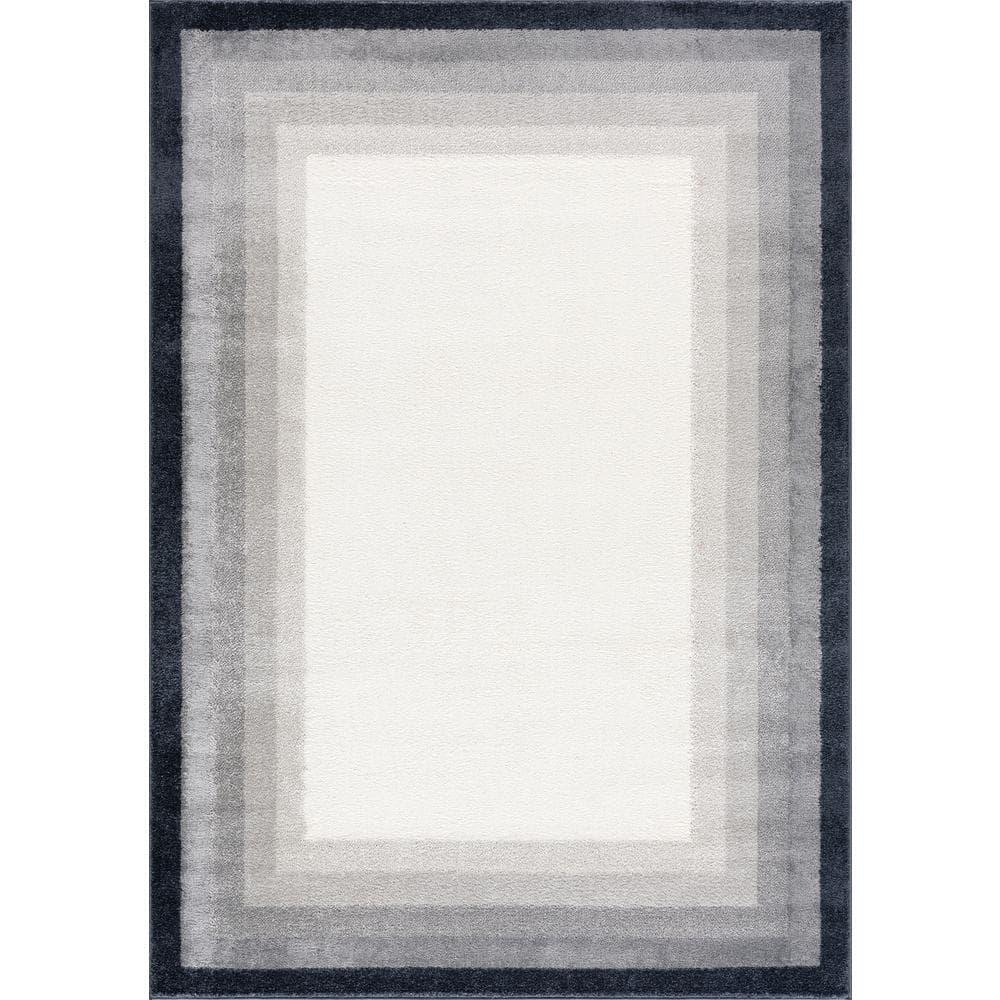 Abani Rugs Nuevo NUE180A Ivory Area Rug with Tonal Grey Border 7'9" x 10'2" - Cream