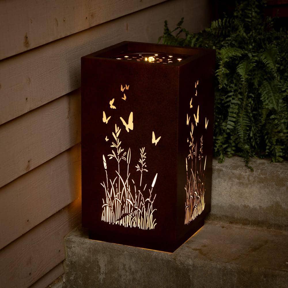 Sullivans 21.75" Pierced Copper Square Fountain, Metal