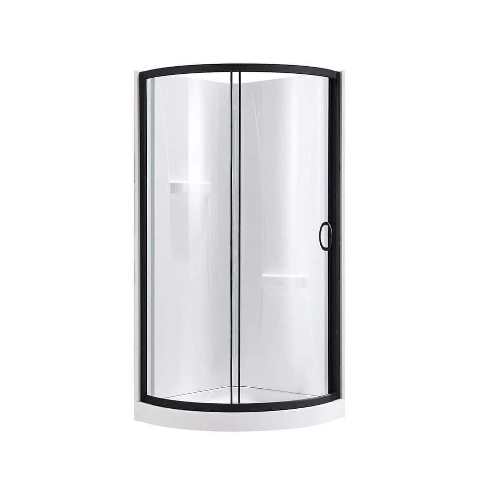 OVE Decors Breeze 33 in. Round Shower Kit w/ Clear, Base, Wall