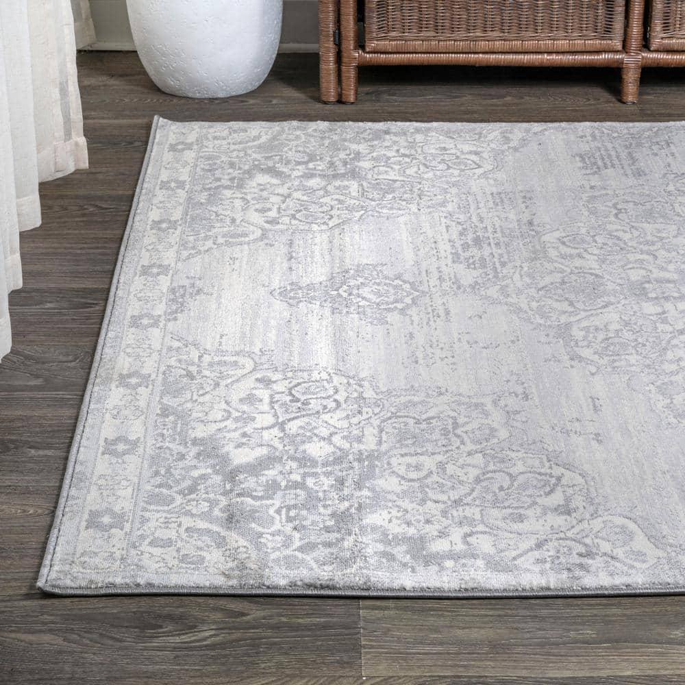 8' X 10' Modern Persian Vintage Moroccan Medallion Area Rug, Light Gray - JONATHAN Y