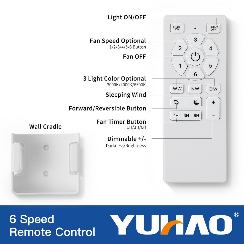 48 in. Indoor White Ceiling Fan with Integrated Dimmable LED Light Kit and Remote Control