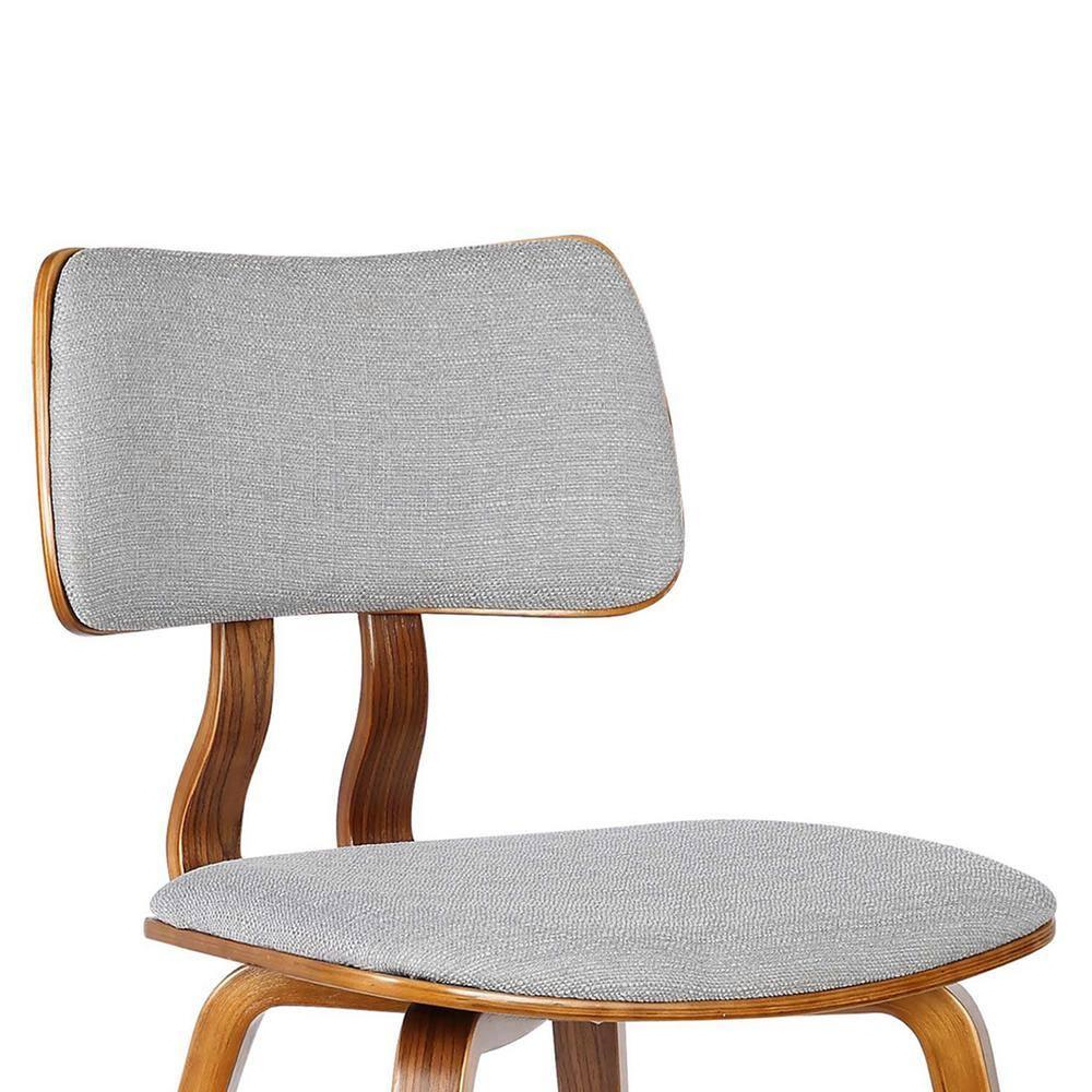 Jaguar Mid-Century Modern Kitchen Dining Table Accent Chair in Walnut Wood and Gray Fabric