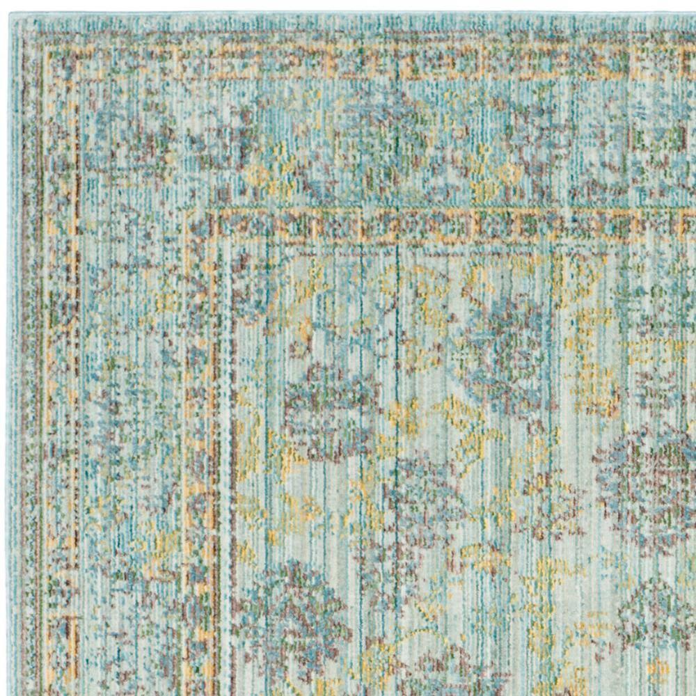 SAFAVIEH Valencia Cionadogh Floral Bordered Polyester Area Rug, Light Blue/Turquoise, 4' x 6'
