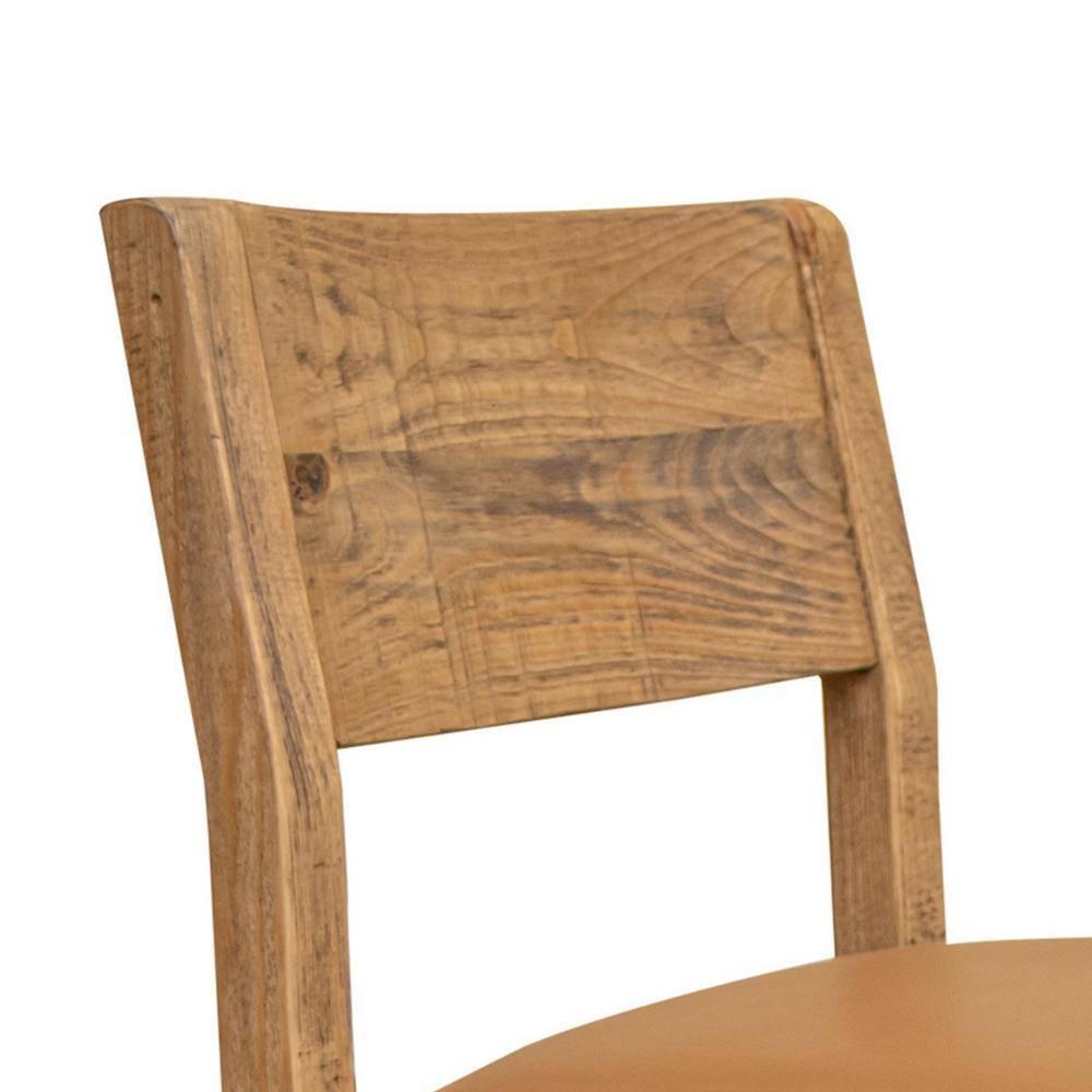 International Furniture Direct Tulum Solid Wood Chair With Upholstered Seat (Set of 2)