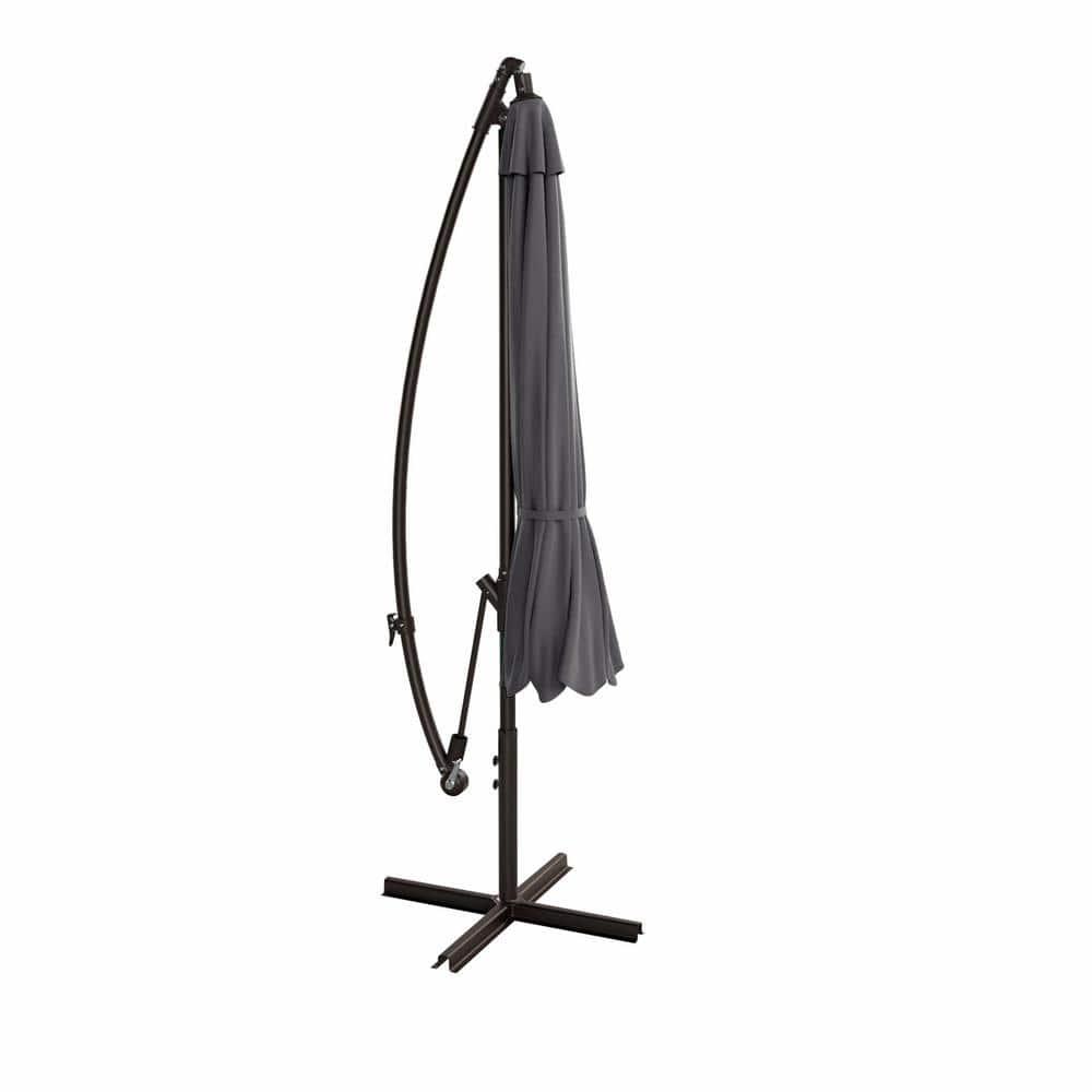 Polytrends Weller 10-foot Offset Cantilever Hanging Patio Umbrella Gray