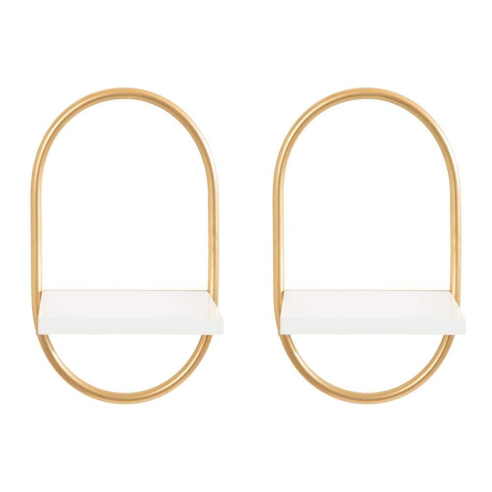 Set of 2 Olav Wall Shelf Set White: Modern Floating Shelves by Kate & Laurel All Things Decor
