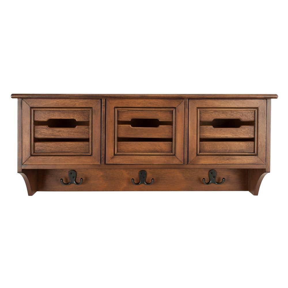 Leon Hanging 3 Drawer Wall Rack - Honey - Safavieh