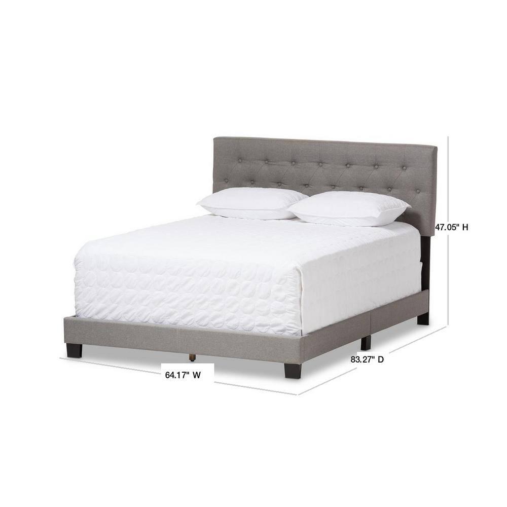 Queen Cassandra Modern and Contemporary Fabric Upholstered Bed Light Gray - Baxton Studio