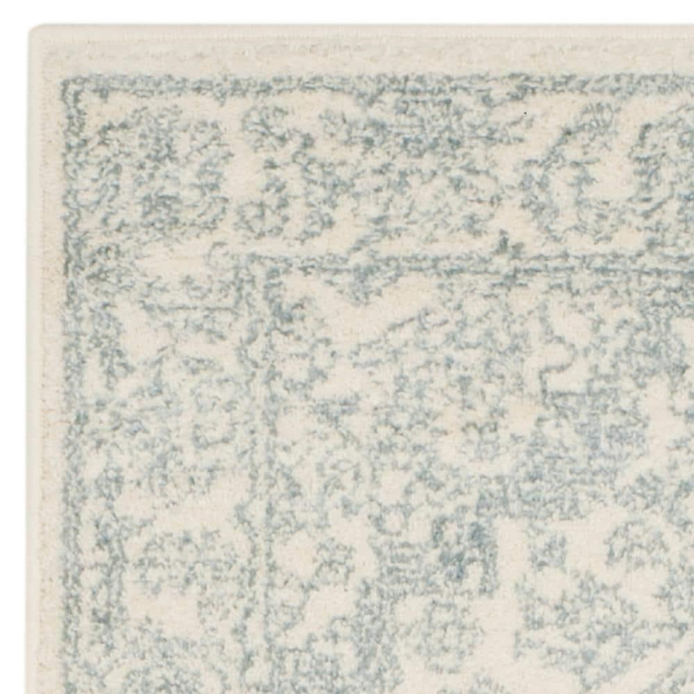 Ivory and Slate Medallion Synthetic Runner Rug