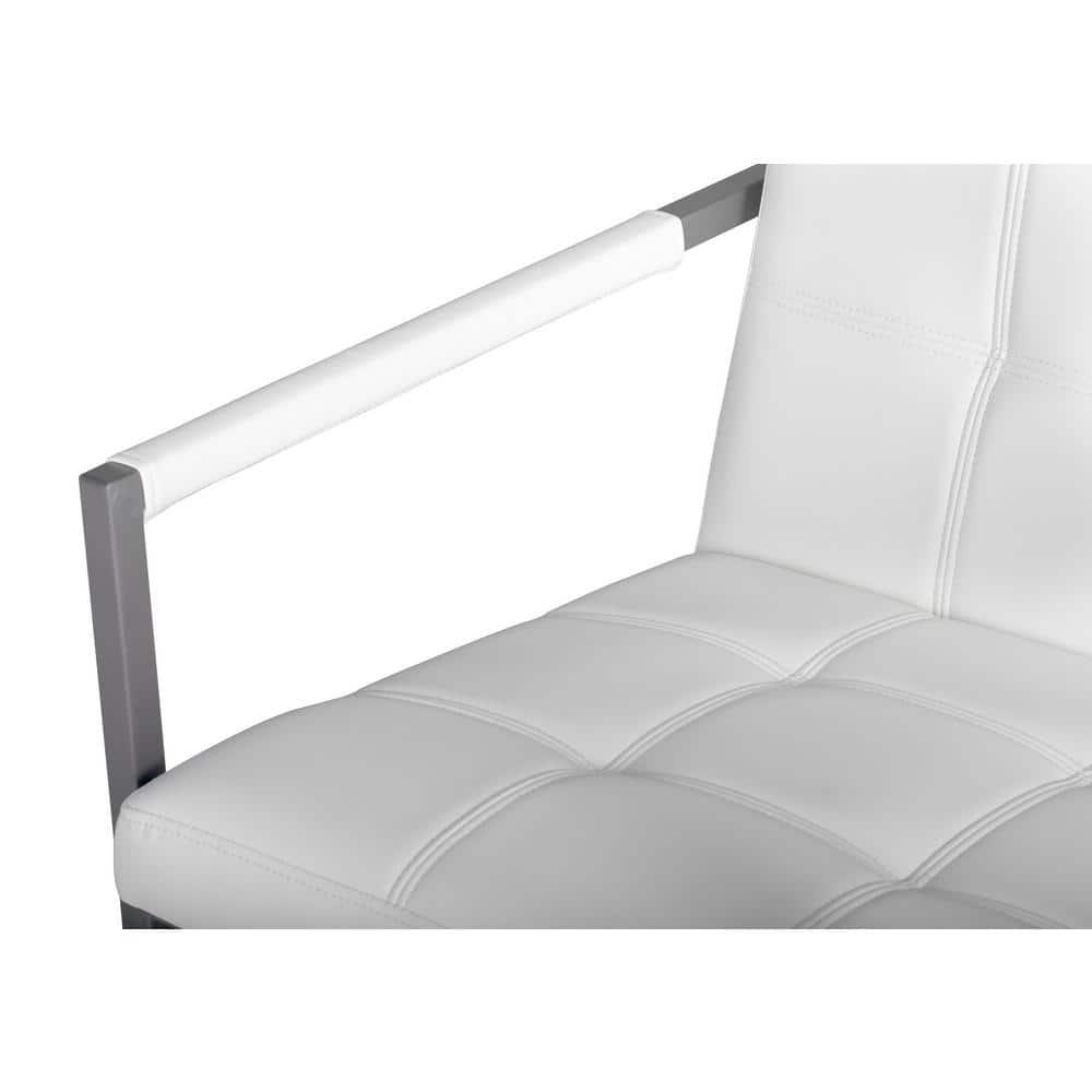 Camber Accent Chair White - Studio Designs Home: Mid-Century Faux Leather, Metal Frame, 250lbs Capacity